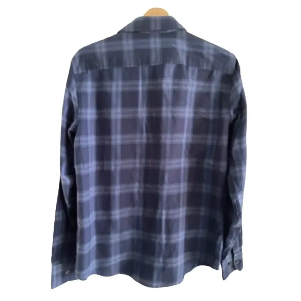 Perry Ellis Mens Blue Plaid Lightweight‎ Flannel Button Up Sz S